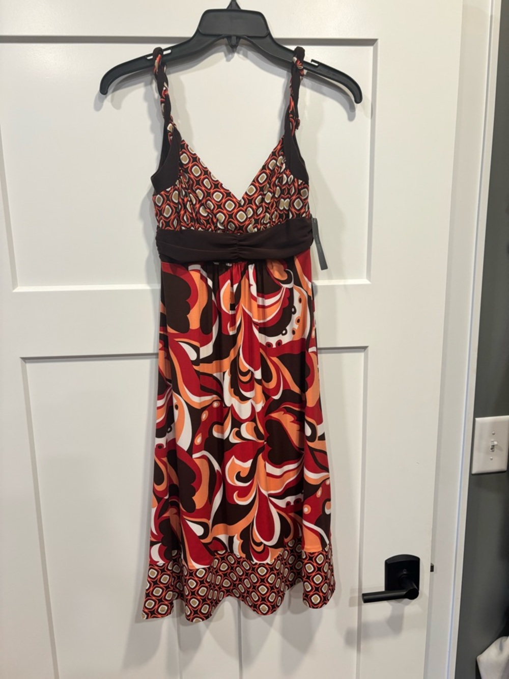 Nwt Bisou Bisou Michele Bohbot V-neck, Dress Multicolor Pattern ,Size 6